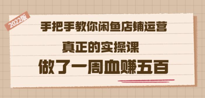 2022版《手把手教你闲鱼店铺运营》真正的实操课做了一周血赚五百(16节课)-选优云网创