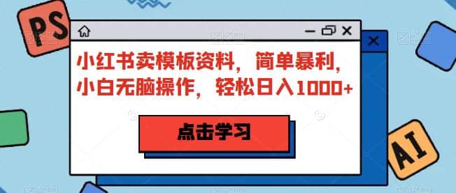 小红书卖模板资料，简单暴利，小白无脑操作，轻松日入1000+【揭秘】-选优云网创