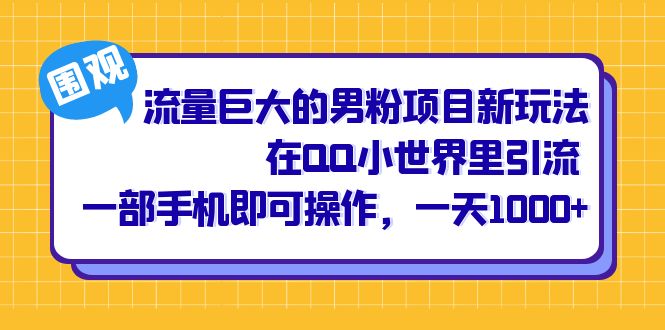 流量巨大的男粉项目新玩法，在QQ小世界里引流 一部手机即可操作，一天1000+-选优云网创