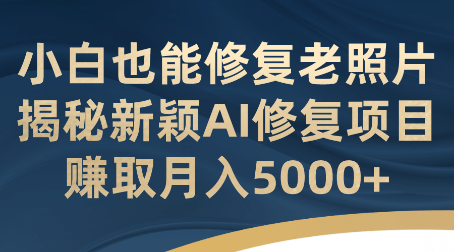 小白也能修复老照片！揭秘新颖AI修复项目，赚取月入5000+-选优云网创