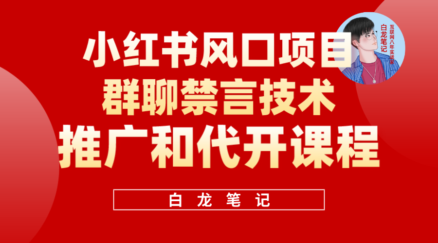 小红书风口项目日入300+，小红书群聊禁言技术代开项目，适合新手操作-选优云网创