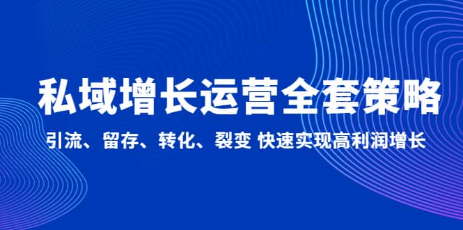 私域增长运营全套策略：引流、留存、转化、裂变 快速实现高利润增长-选优云网创