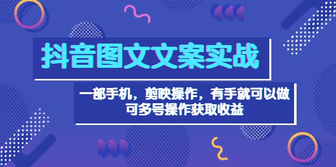 抖音图文毒文案实战：一部手机 剪映操作 有手就能做，单号日入几十 可多号-选优云网创