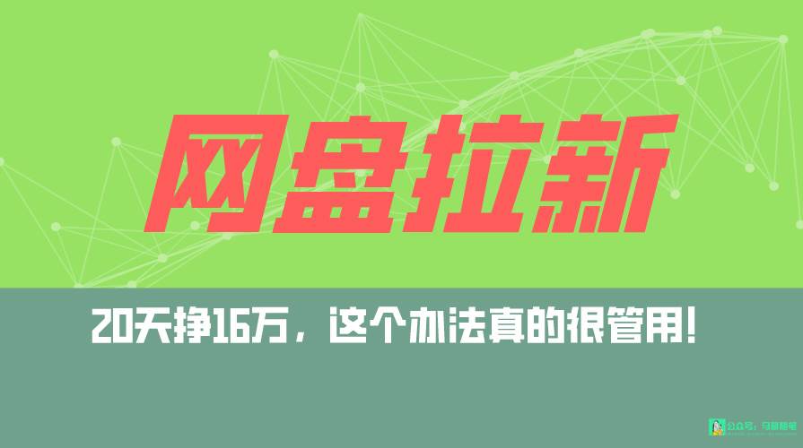 网盘拉新+私域全自动玩法，0粉起号，小白可做，当天见收益，已测单日破5000-选优云网创