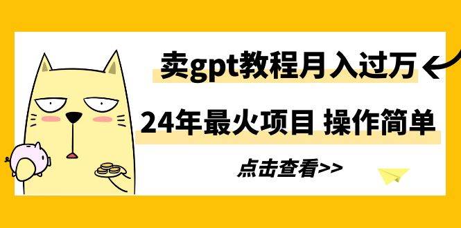 24年最火项目，卖gpt教程月入过万，操作简单-选优云网创