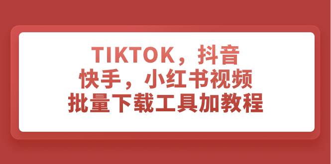 TIKTOK，抖音，快手，小红书视频批量下载工具加教程-选优云网创