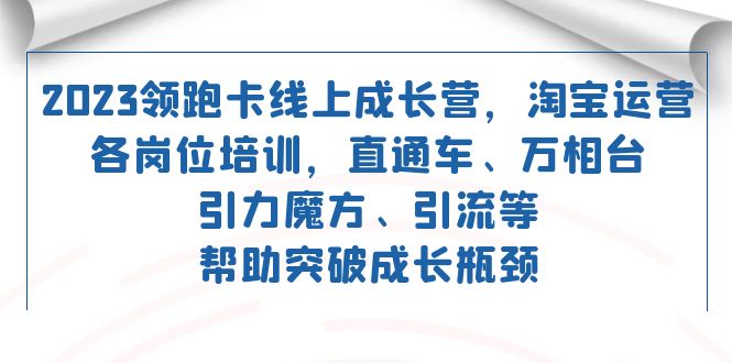 2023领跑·卡 线上成长营 淘宝运营各岗位培训 直通车 万相台 引力魔方 引流-选优云网创