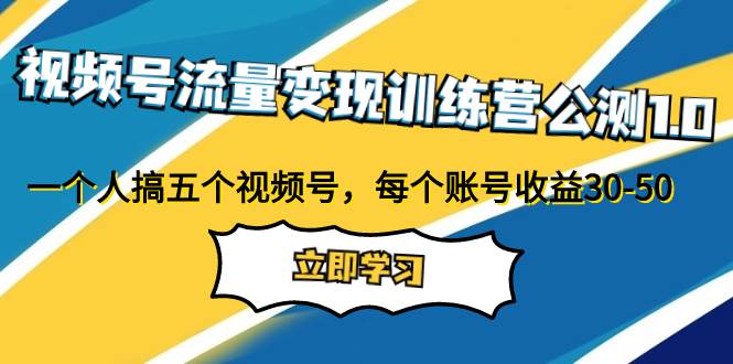 视频号流量变现训练营公测1.0：一个人搞五个视频号，每个账号收益30-50-选优云网创