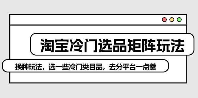 淘宝冷门选品矩阵玩法：换种玩法，选一些冷门类目品，去分平台一点羹-选优云网创