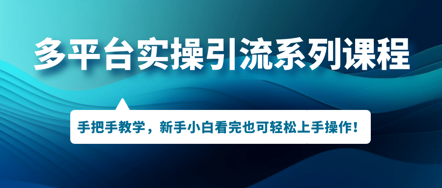 多平台实操引流系列课程，手把手教学，新手小白看完也可轻松上手引流操作-选优云网创