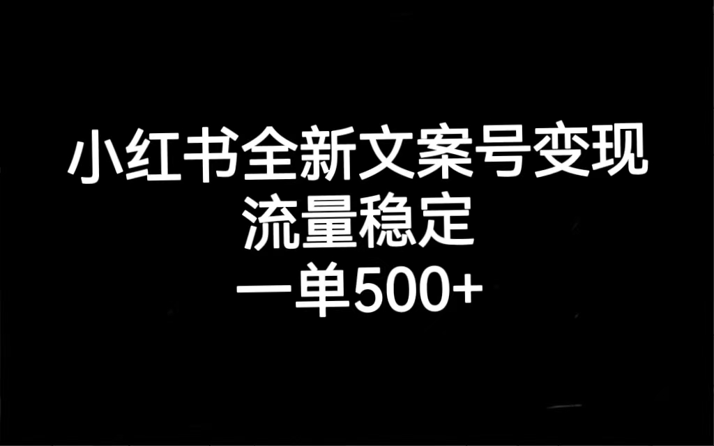 小红书全新文案号变现，流量稳定，一单收入500+-选优云网创