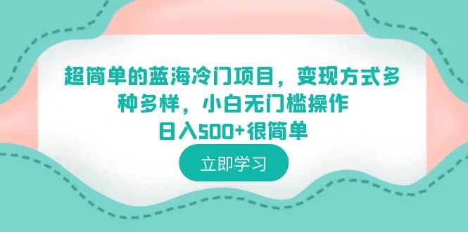 超简单的蓝海冷门项目，变现方式多种多样，小白无门槛操作日入500+很简单-选优云网创