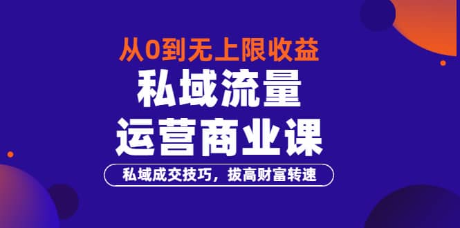 从0到无上限收益的《私域流量运营商业课》私域成交技巧，拔高财富转速-选优云网创