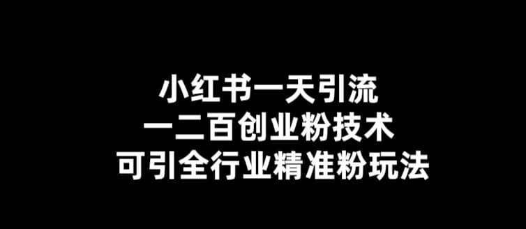 【引流必备】小红书一天引流一二百创业粉技术，可引全行业精准粉玩法-选优云网创