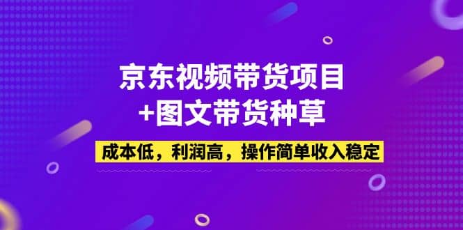 京东视频带货项目+图文带货种草，成本低，利润高，操作简单收入稳定-选优云网创