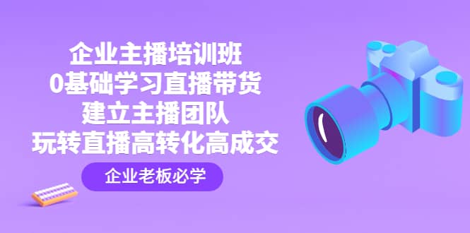 企业主播培训班：0基础学习直播带货，建立主播团队，玩转直播高转化高成交-选优云网创