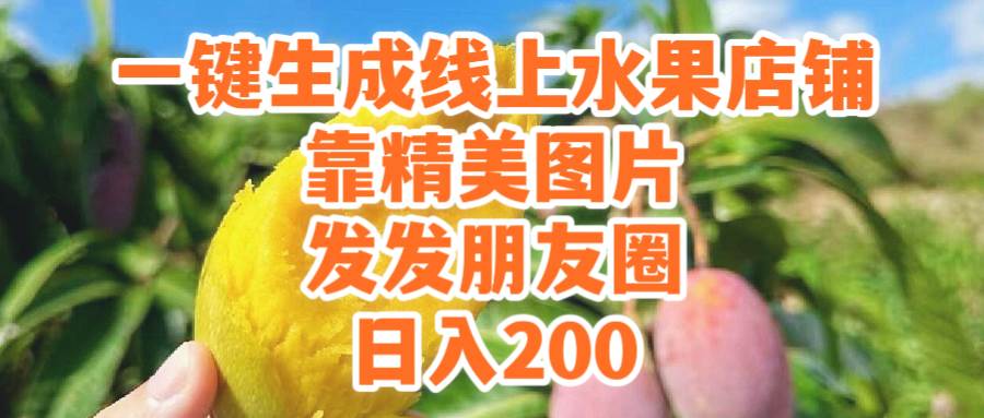 一键生成线上水果店，靠精美图片发发朋友圈，也能日入200-选优云网创