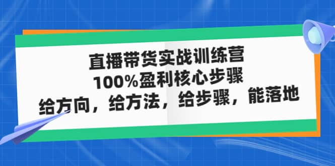 直播带货实战训练营：100%盈利核心步骤，给方向，给方法，给步骤，能落地-选优云网创