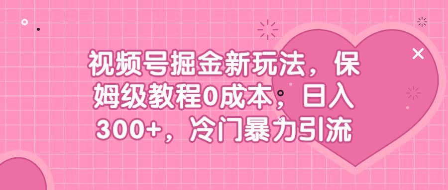 视频号掘金新玩法，保姆级教程0成本，日入300+，冷门暴力引流-选优云网创