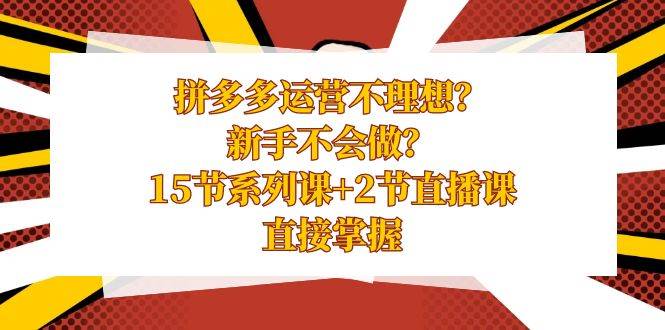 拼多多运营不理想？新手不会做？15节系列课+2节直播课，直接掌握-选优云网创