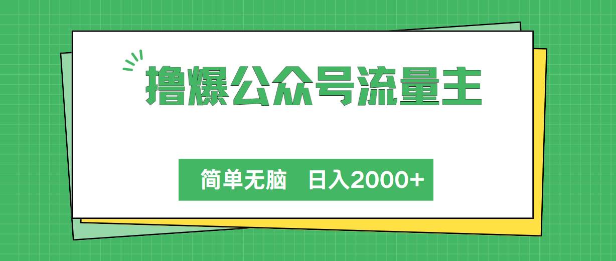 撸爆公众号流量主，简单无脑，单日变现2000+-选优云网创