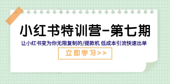 小红书特训营-第七期 让小红书变为你无限复制的/提款机 低成本引流快速出单-选优云网创