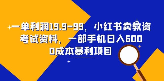 一单利润19.9-99，小红书卖教资考试资料，一部手机日入600（教程+资料）-选优云网创