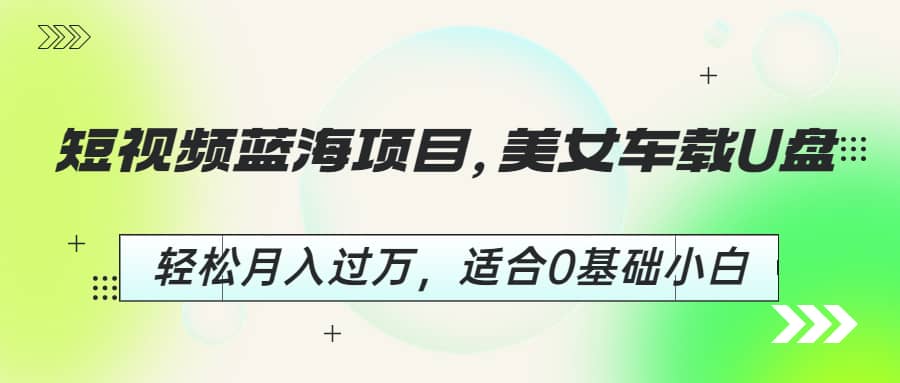 短视频蓝海项目，美女车载U盘，轻松月入过万，适合0基础小白-选优云网创