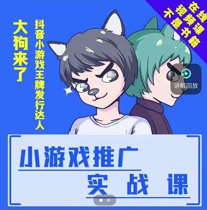 大狗来了：小游戏推广实战课，带你搭建一个游戏推广变现账号-选优云网创