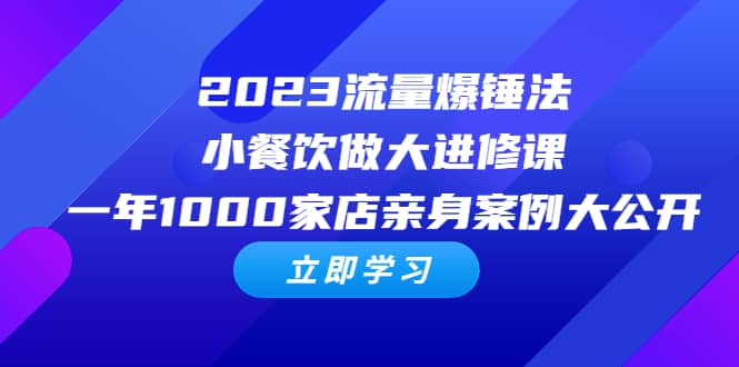 2023流量 爆锤法，小餐饮做大进修课，一年1000家店亲身案例大公开-选优云网创