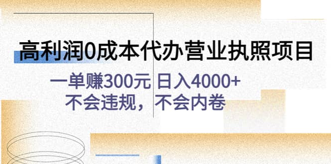 高利润0成本代办营业执照项目：不会违规，不会内卷-选优云网创