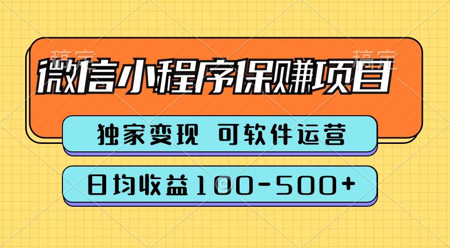 腾讯官方微信小程序保赚项目，日均收益100-500+-选优云网创