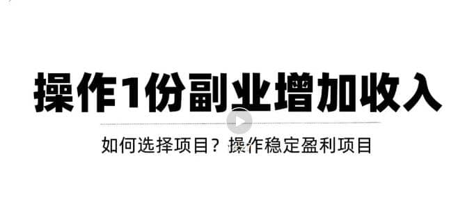 新手如何通过操作副业增加收入，从项目选择到玩法分享！【视频教程】-选优云网创