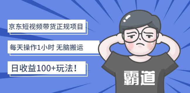 京东短视频带货正规项目：每天操作1小时无脑搬运日收益100+玩法！-选优云网创