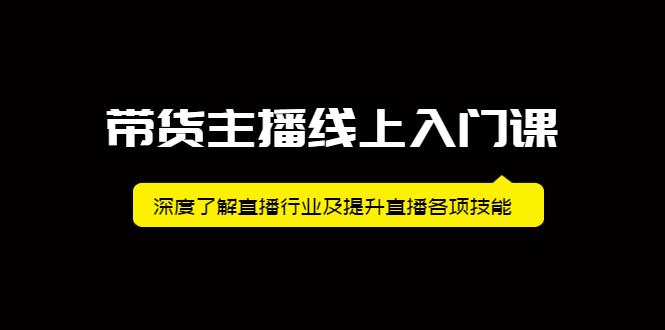 带货主播线上入门课，深度了解直播行业及提升直播各项技能-选优云网创