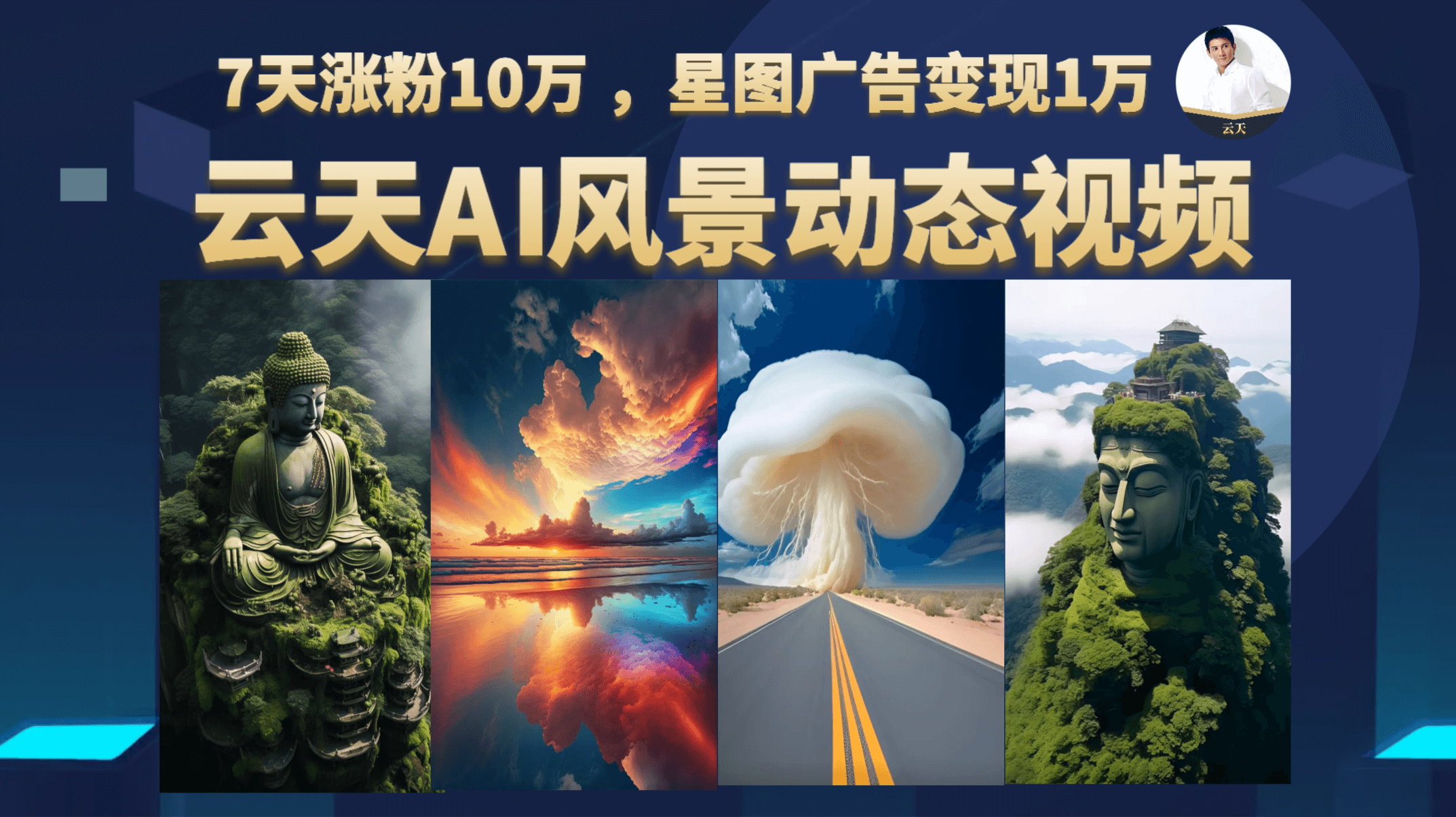 云天AI风景动图视频制作，7天涨粉10万 ，星图广告变现1万-选优云网创