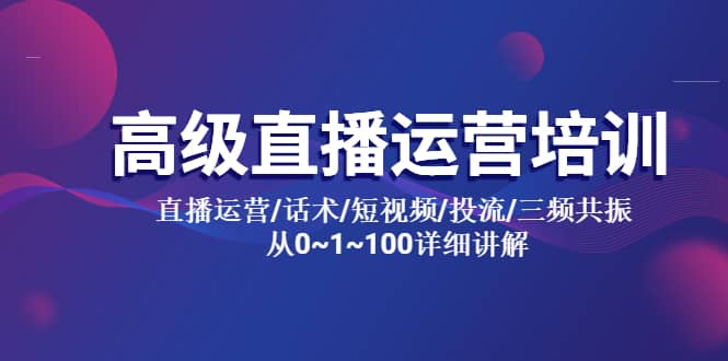 高级直播运营培训 直播运营/话术/短视频/投流/三频共振 从0~1~100详细讲解-选优云网创