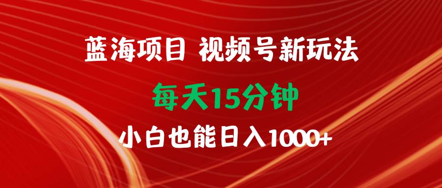 蓝海项目视频号新玩法 每天15分钟 小白也能日入1000+-选优云网创