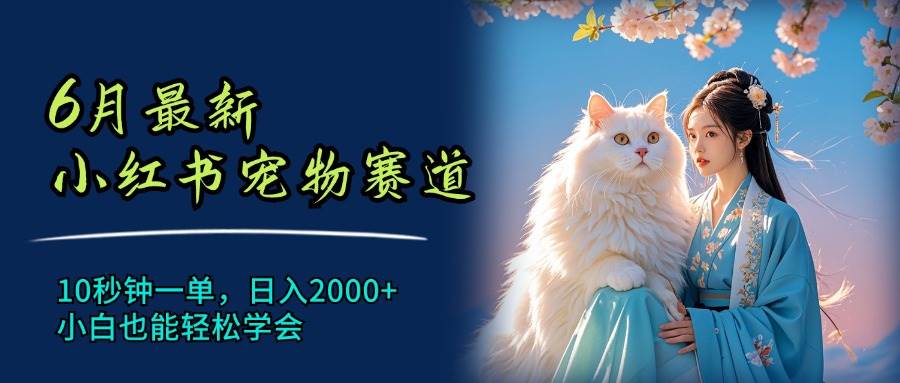 6月最新小红书宠物赛道，10秒钟一单，日入2000+，小白也能轻松学会-选优云网创