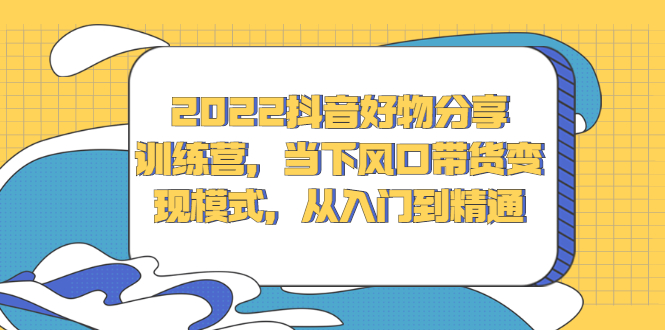 2022抖音好物分享训练营，当下风口带货变现模式，从入门到精通-选优云网创