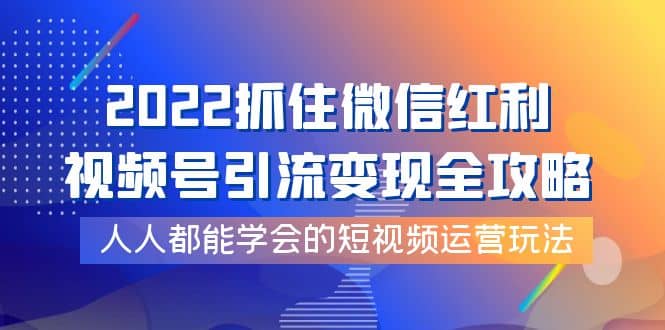 2022抓住微信红利，视频号引流变现全攻略，人人都能学会的短视频运营玩法-选优云网创