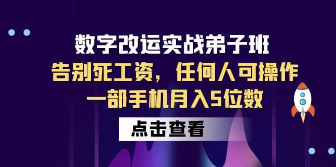 数字 改运实战弟子班：告别死工资，任何人可操作，一部手机月入5位数-选优云网创