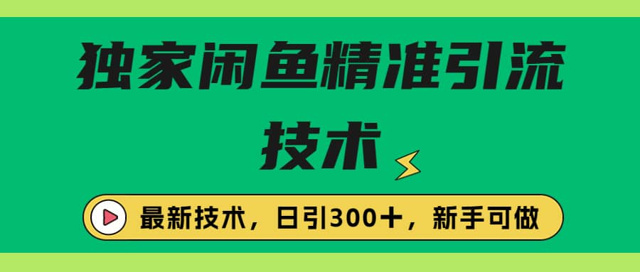 独家闲鱼引流技术，日引300＋实战玩法-选优云网创