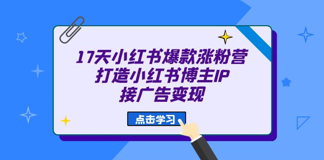 17天 小红书爆款 涨粉营（广告变现方向）打造小红书博主IP、接广告变现-选优云网创