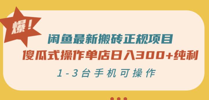 闲鱼最新搬砖正规项目：傻瓜式操作单店日入300+纯利，1-3台手机可操作-选优云网创