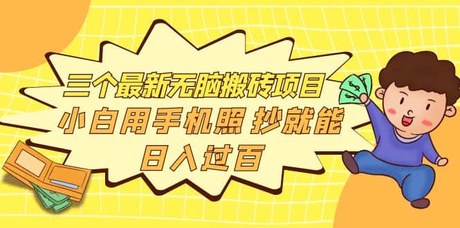 三个最新无脑搬砖项目，小白用手机照抄就能日入过百-选优云网创