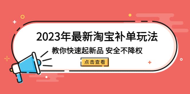 2023年最新淘宝补单玩法，教你快速起·新品，安全·不降权（18课时）-选优云网创