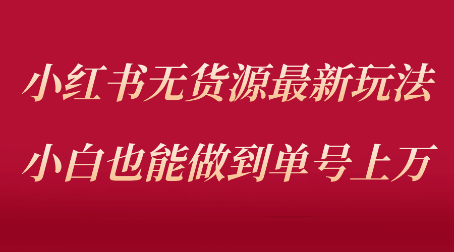 小红书无货源最新螺旋起号玩法，电商小白也能做到单号上万（收费3980）-选优云网创