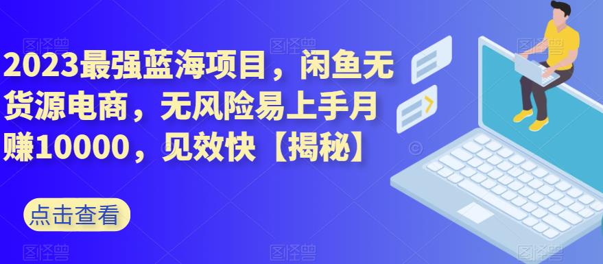 2023最强蓝海项目，闲鱼无货源电商，无风险易上手月赚10000，见效快【揭秘】-选优云网创