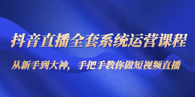 抖音直播全套系统运营课程：从新手到大神，手把手教你做直播短视频-选优云网创